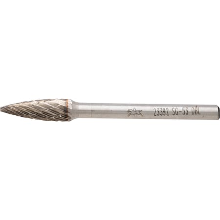 Pferd Carbide Bur - Tree Shape (Pointed), DBL Cut - 3/16" x 1/2" x 1/8" Shank - SG-53 23392